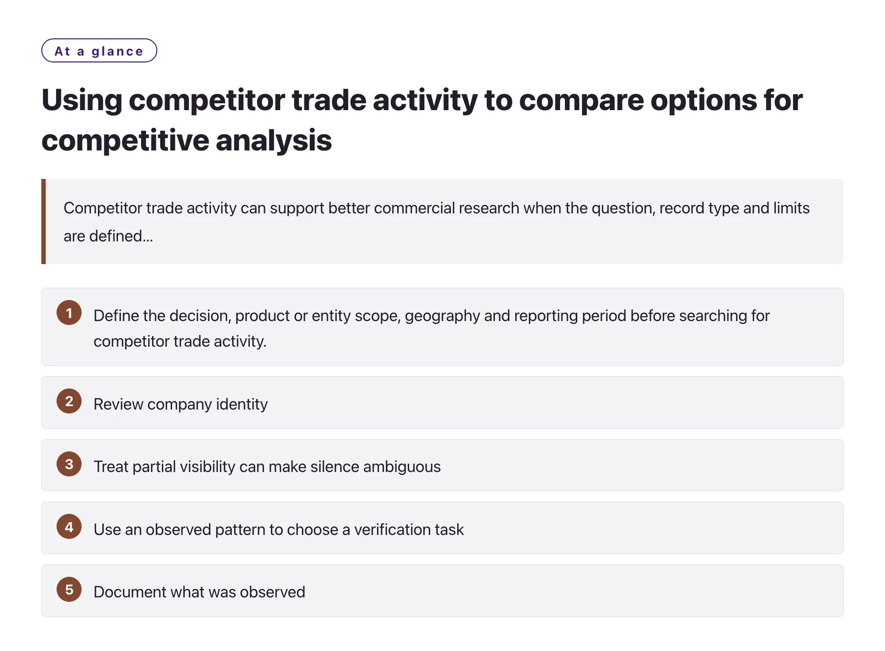 Using competitor trade activity to compare options for competitive analysis——全文要点速览